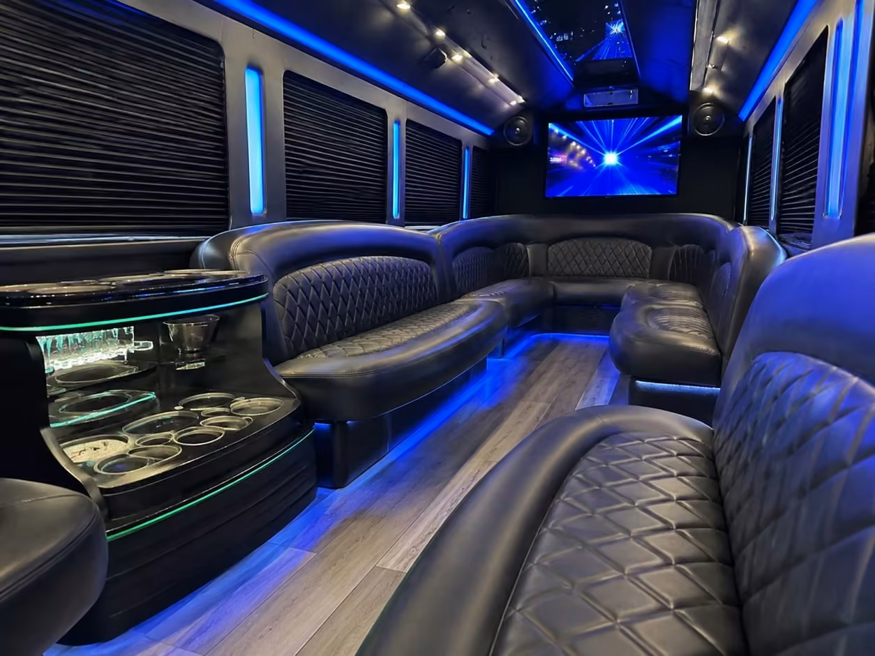 25 passenger party bus inside